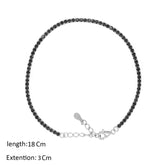 Asfour Crystal Tennis Bracelet With Black Zircon Stones In 925 Sterling Silver-BD0097-P